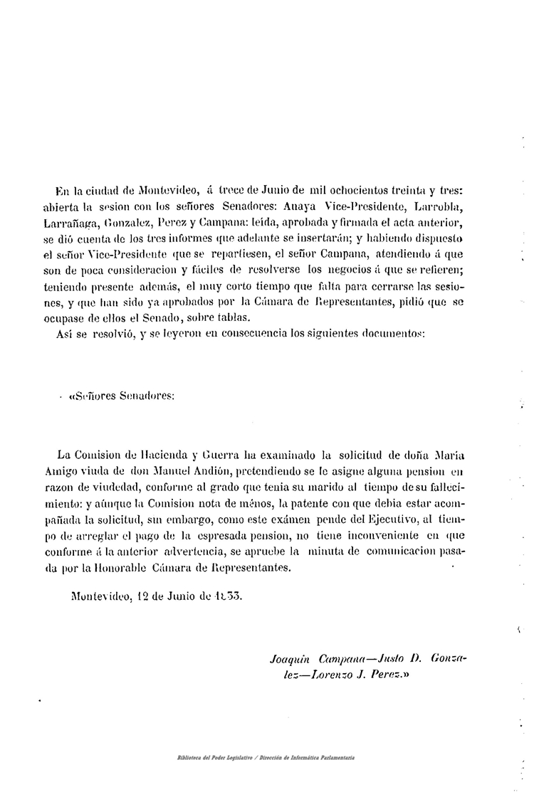 DIARIO DE SESIONES DE LA CAMARA DE SENADORES del 13/06/1833